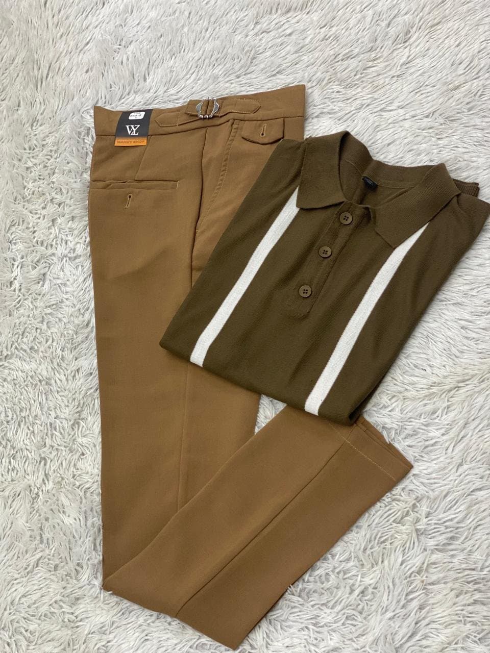Luxe Polo Shirt and Chino Pants Set — Brown/Navy, S-XXL — photo 4