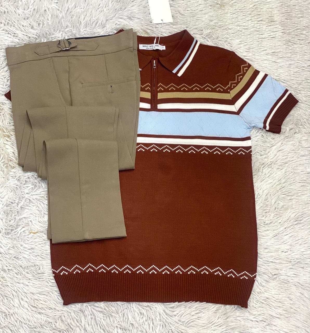 Men's Casual Polo Shirt and Trousers Set