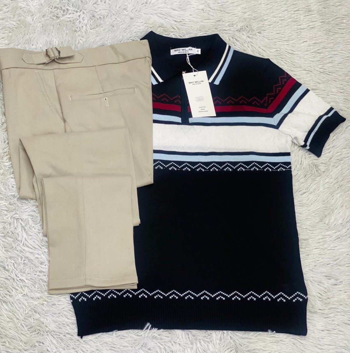 Men's Casual Polo Shirt and Trousers Set — Brown/Navy, S-XXL — photo 2