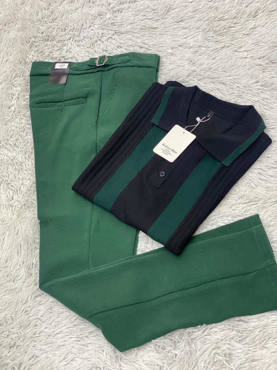 Luxe Polo Shirt and Chino Pants Set — Brown/Navy, S-XXL — photo 3