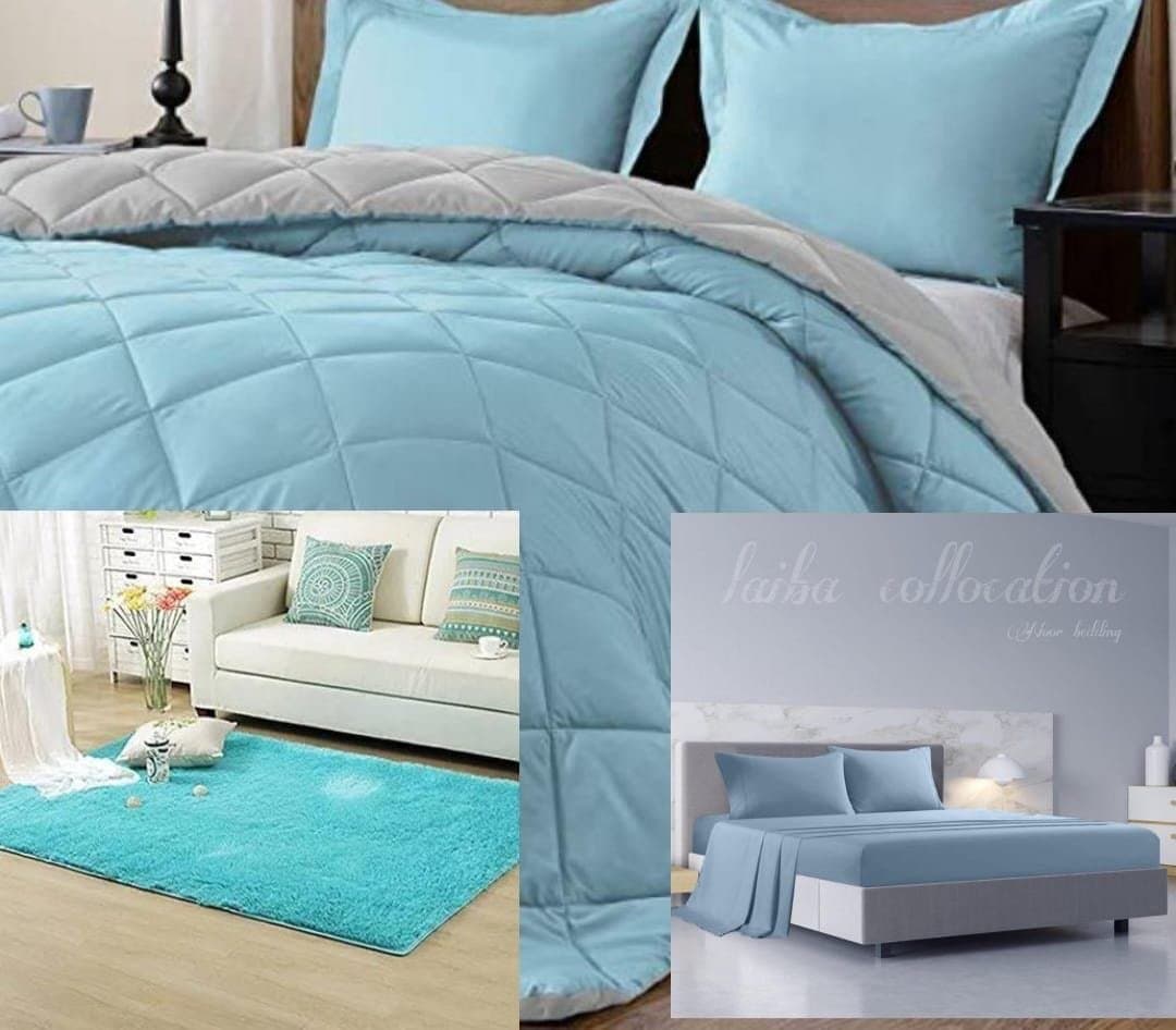 Luxury Microfiber Bedding Set — Aqua Blue, King Size — photo 2