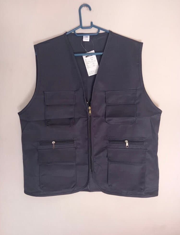 Durable Utility Work Vest — Multi-Pocket, Grey, S-XXL