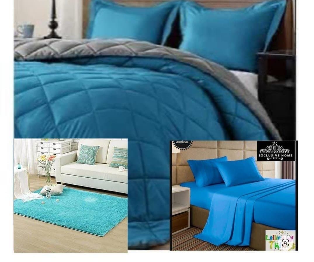 Luxury Microfiber Bedding Set — Aqua Blue, King Size