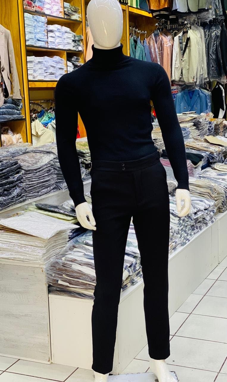 Elegant Turtleneck Sweater — Ribbed Knit, Burgundy, S-XL — photo 3