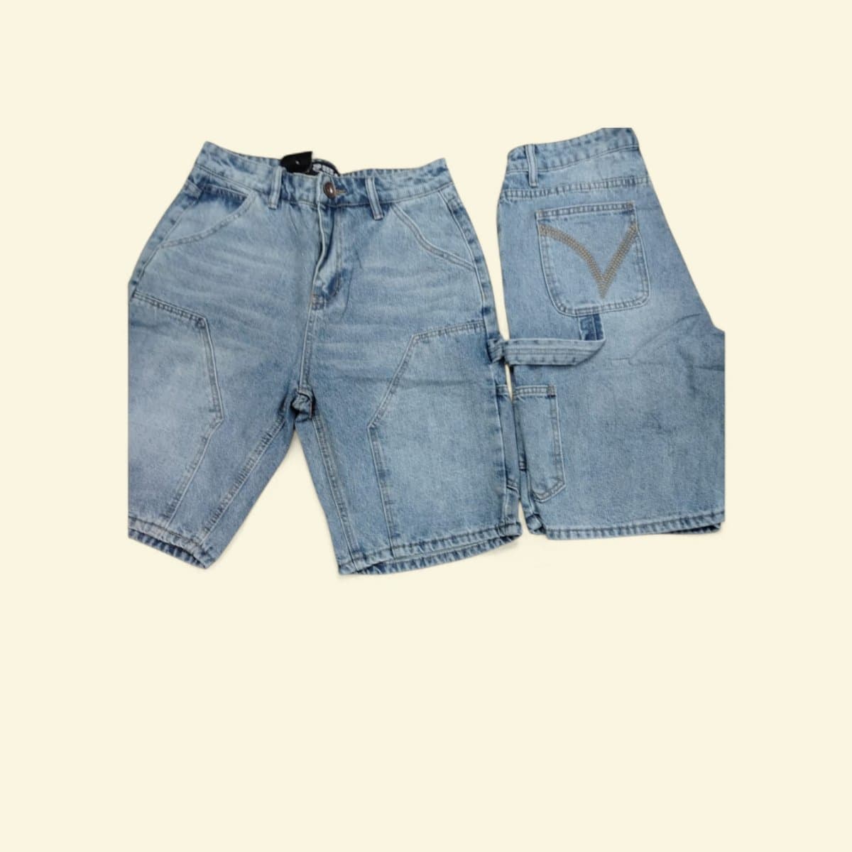 Denim Cargo Shorts with Side Pockets — Light Blue, S-XXL — photo 2