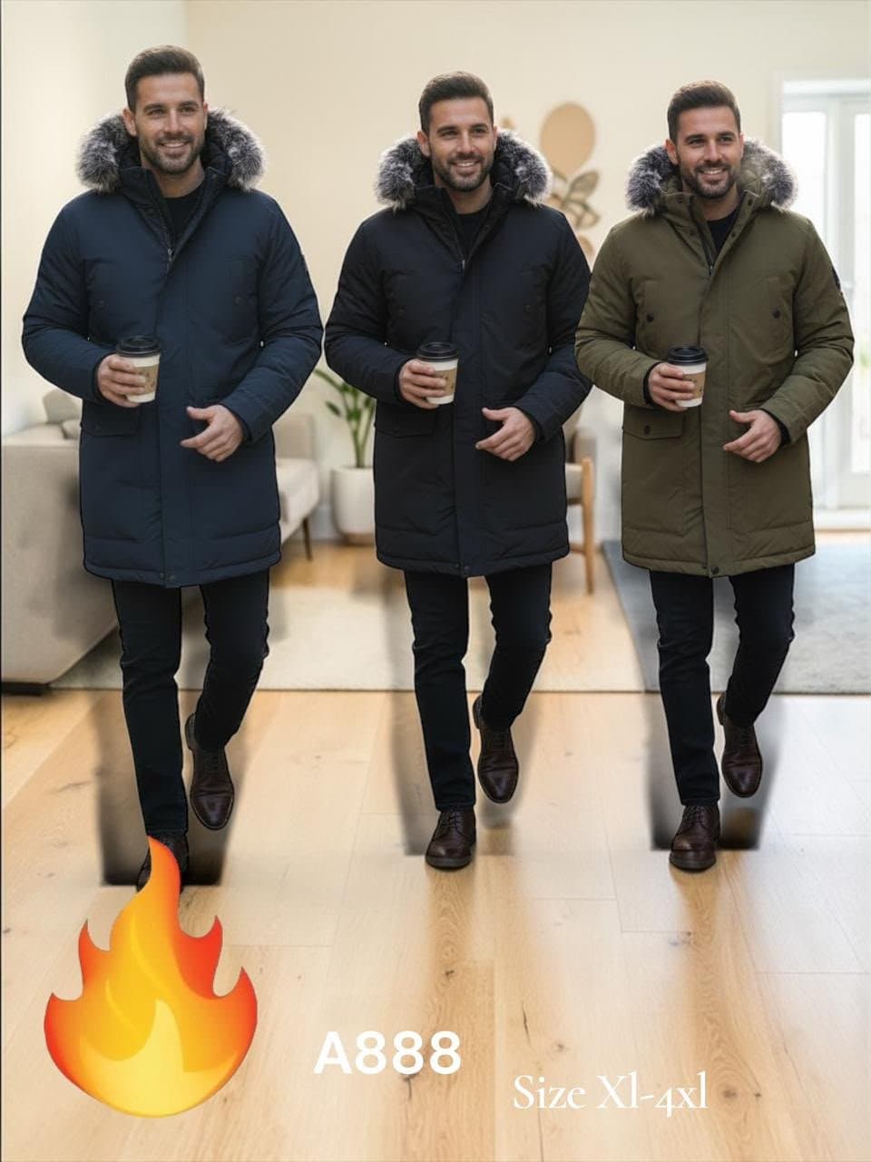 A888 Men's Winter Parka Jacket — Waterproof, Xl-4XL