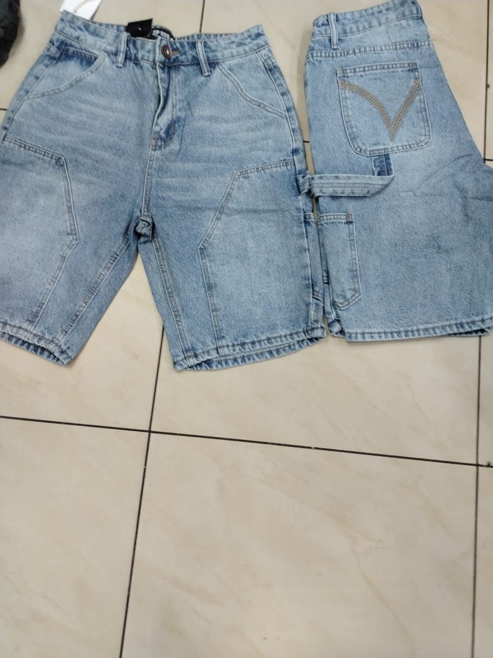 Denim Cargo Shorts with Side Pockets — Light Blue, S-XXL — photo 3