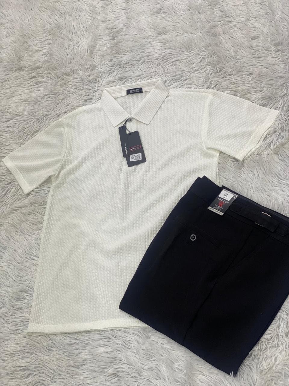 Casual Polo Shirt and Chino Pants Set — Green/Black, S-XXL — photo 2