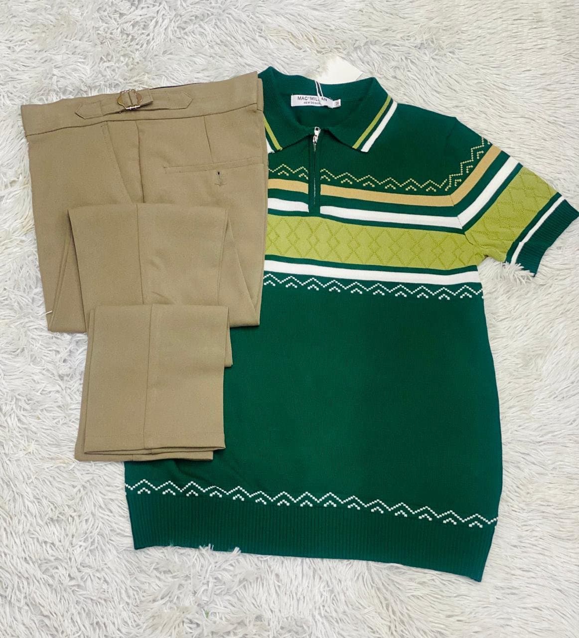 Stylish Polo Shirt and Chinos Set — Brown and Khaki, S-XXL — photo 4