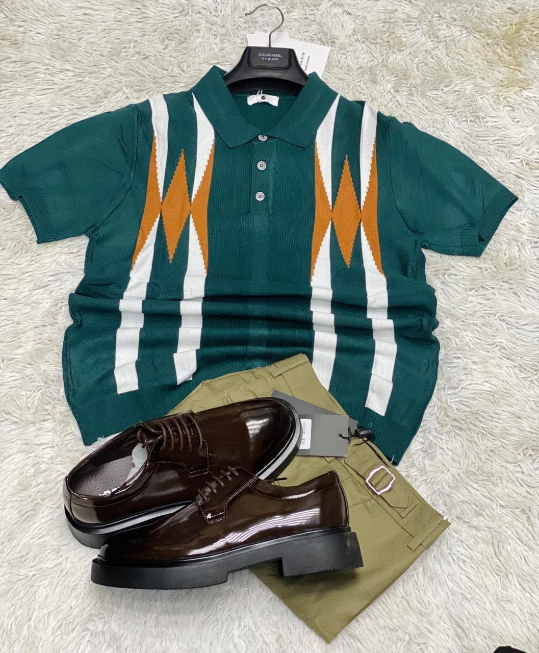 Trendy Short Sleeve Polo Shirt — Black & Orange, Size S-XXL — photo 4