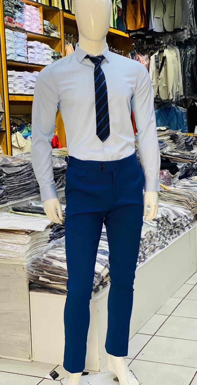Stylish Slim Fit Shirt and Trousers Set — Black and Tan — photo 4
