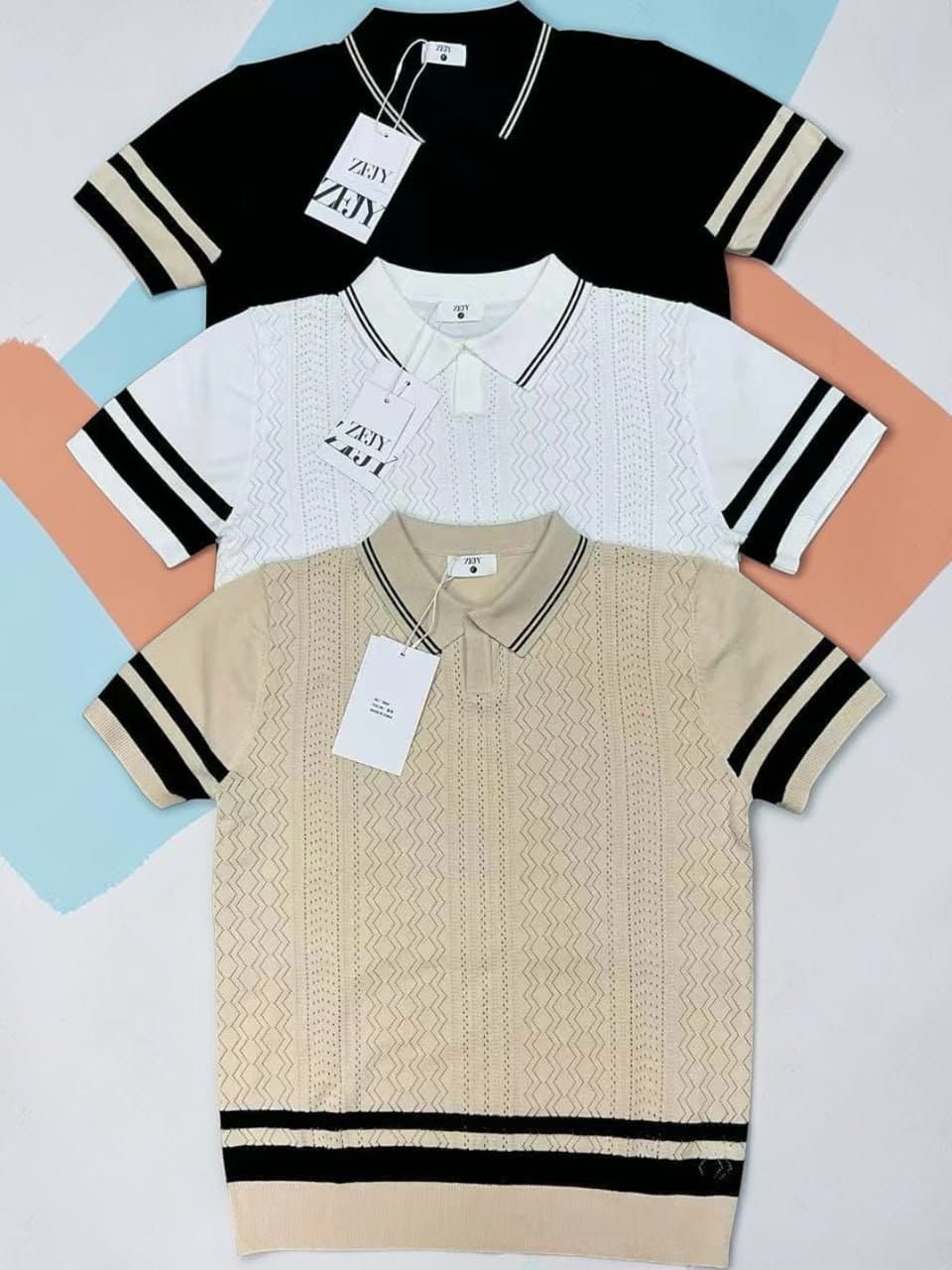 ZANY Knitted Polo Shirt — Short Sleeve, Multiple Colors