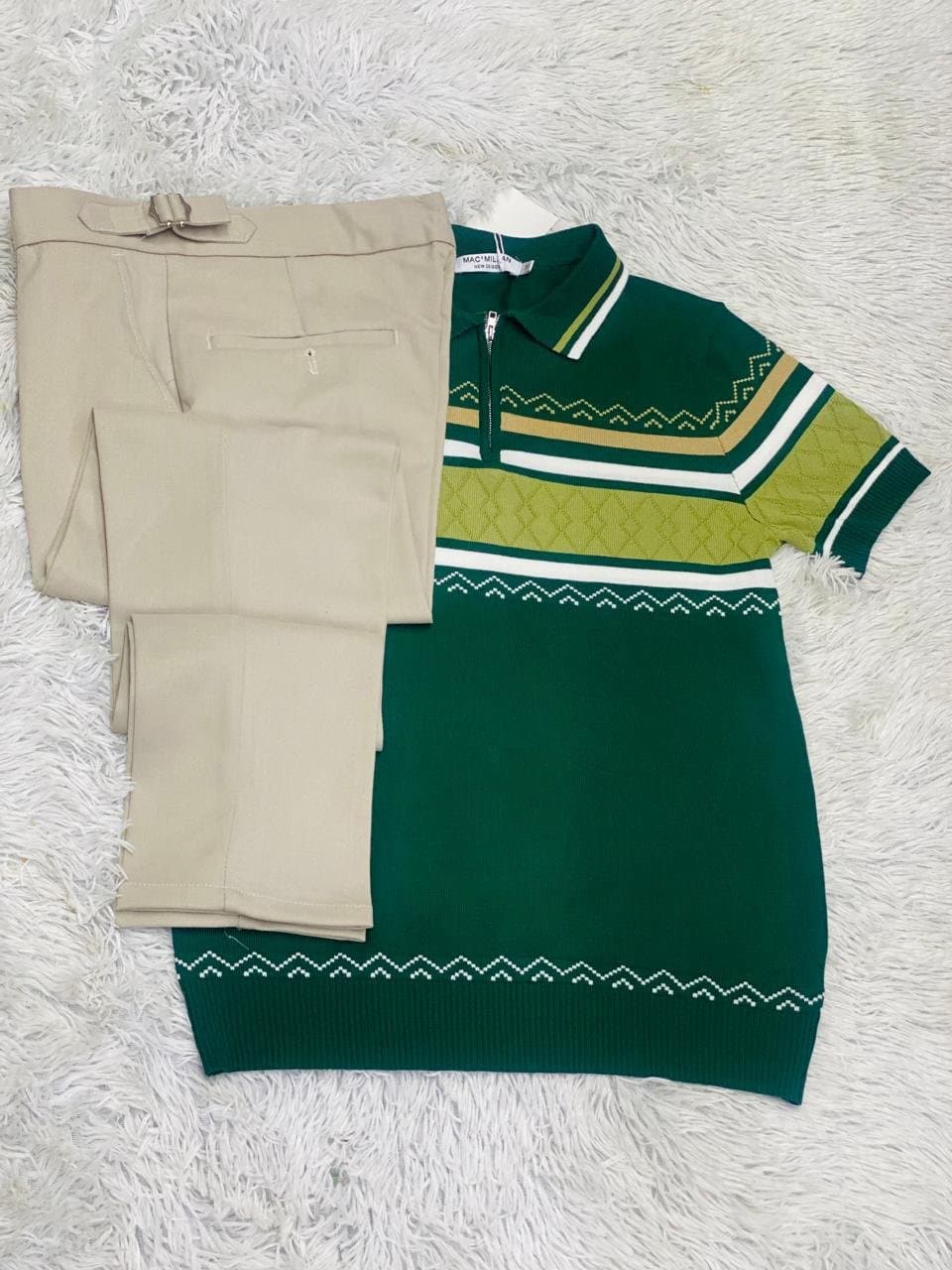 Stylish Polo Shirt and Chinos Set — Brown and Khaki, S-XXL — photo 3