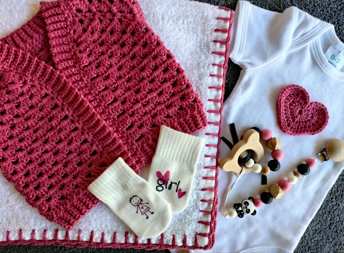 100% Cotton Crochet Cardigan Set - Pretty Pink — photo 3