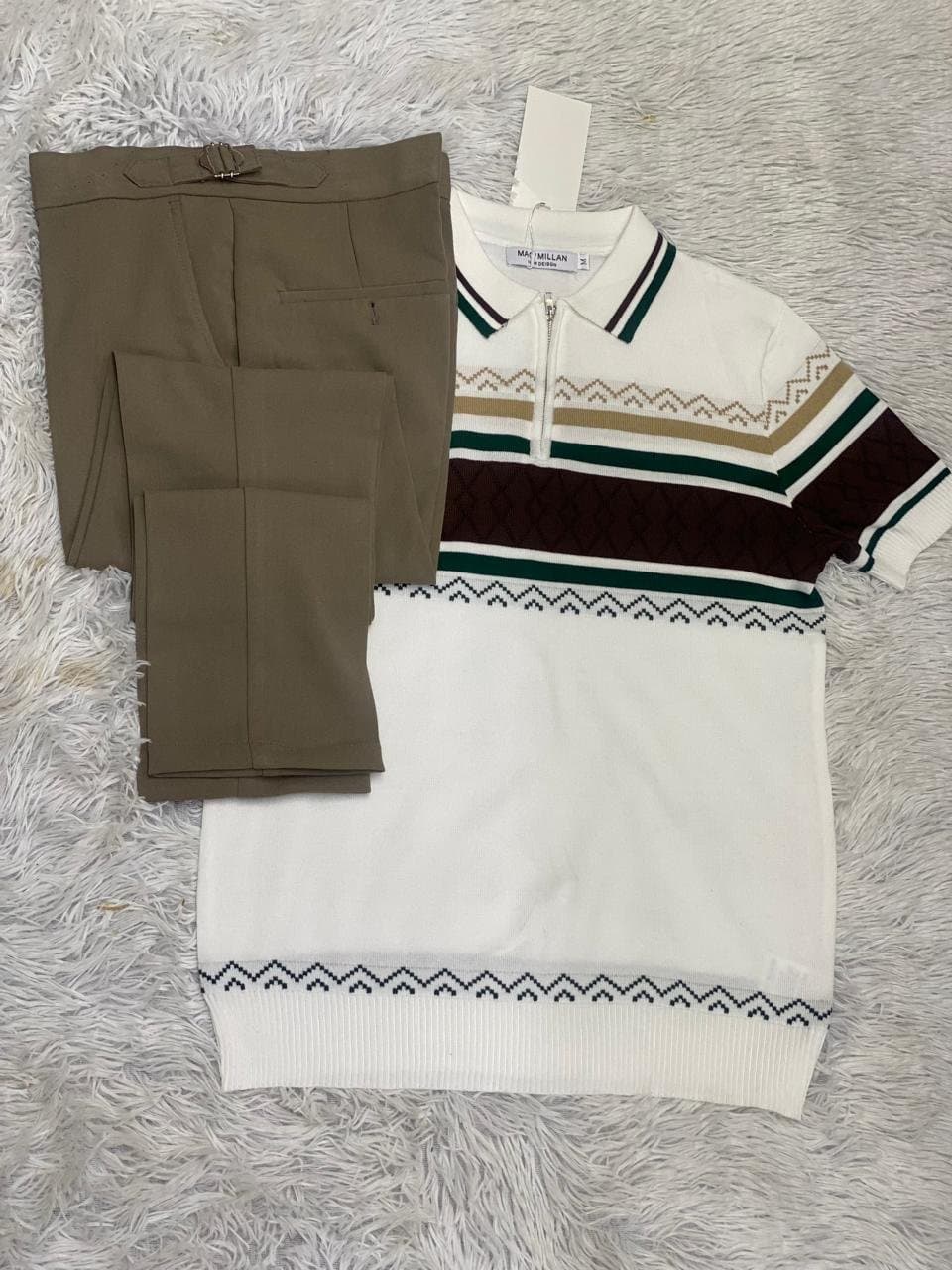 Stylish Polo Shirt and Chinos Set — Brown and Khaki, S-XXL — photo 6