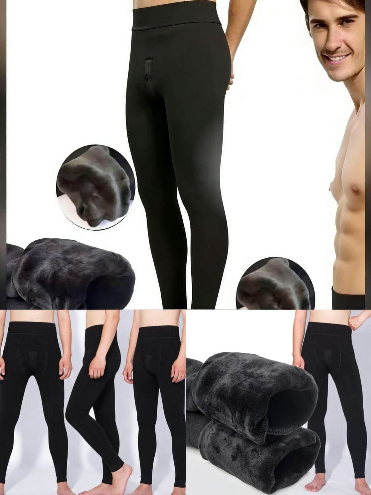 Men's Thermal Leggings — Fleece Lined, Black, S-XXL — photo 4