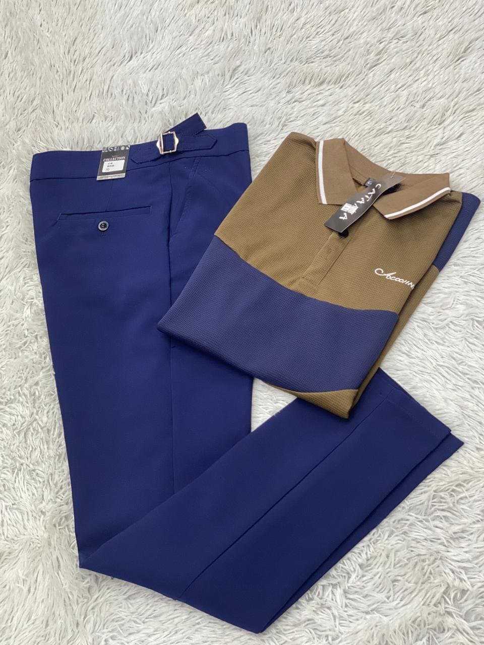 Luxe Polo Shirt and Chino Pants Set — Brown/Navy, S-XXL — photo 5