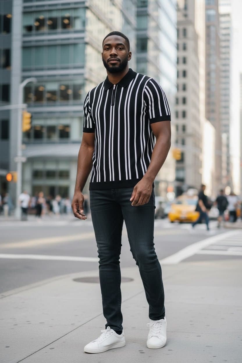 Stylish Striped Polo Shirt — Cotton Blend, S-XXL — photo 2
