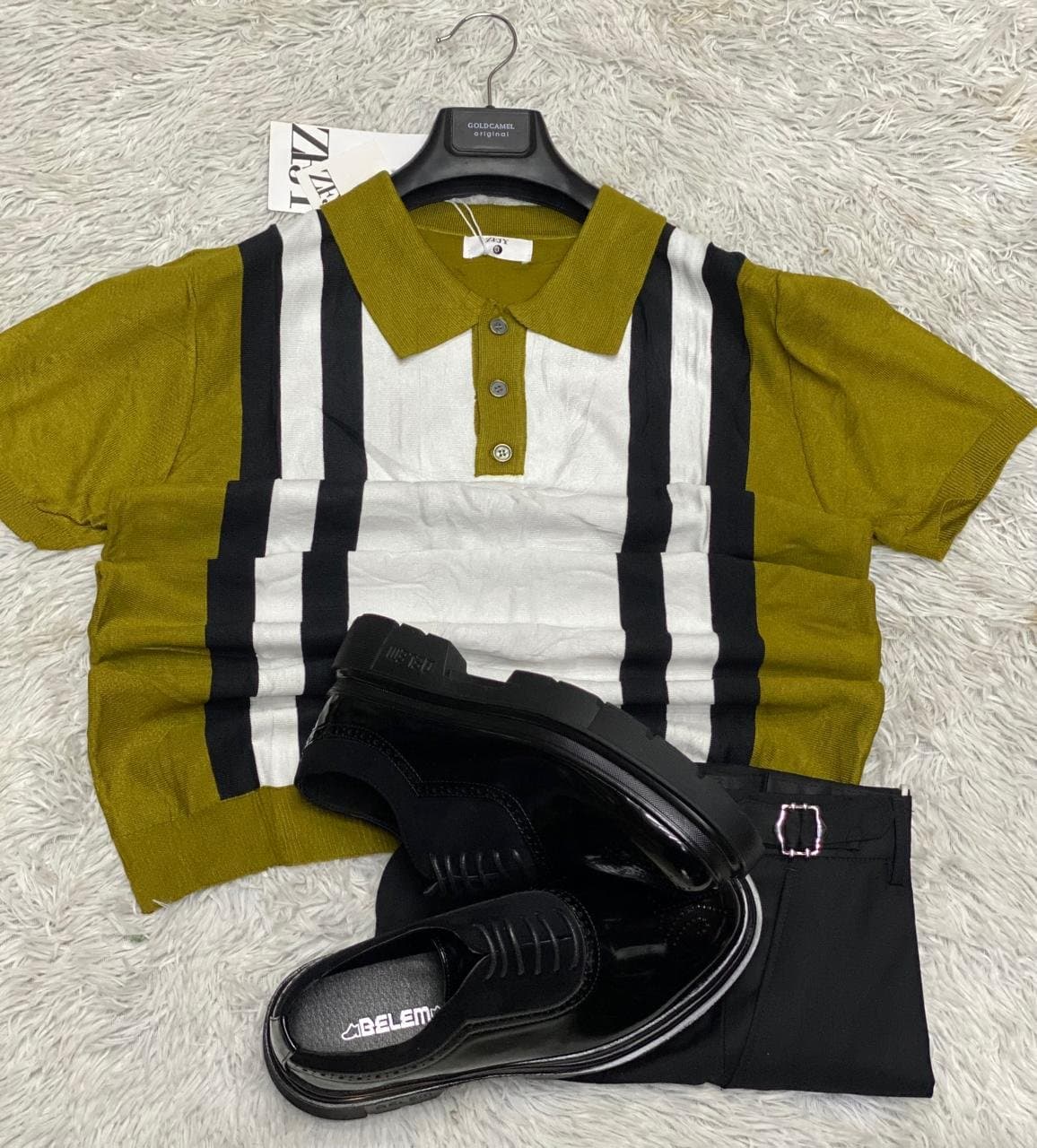 Stylish Short Sleeve Polo Shirt — Olive Green, Size S-XXL